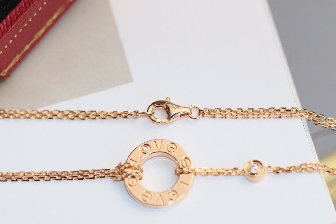 [Elite]LOVE NECKLACE ADJUSTABLE ROSE GOLD 2 DIAMOND
