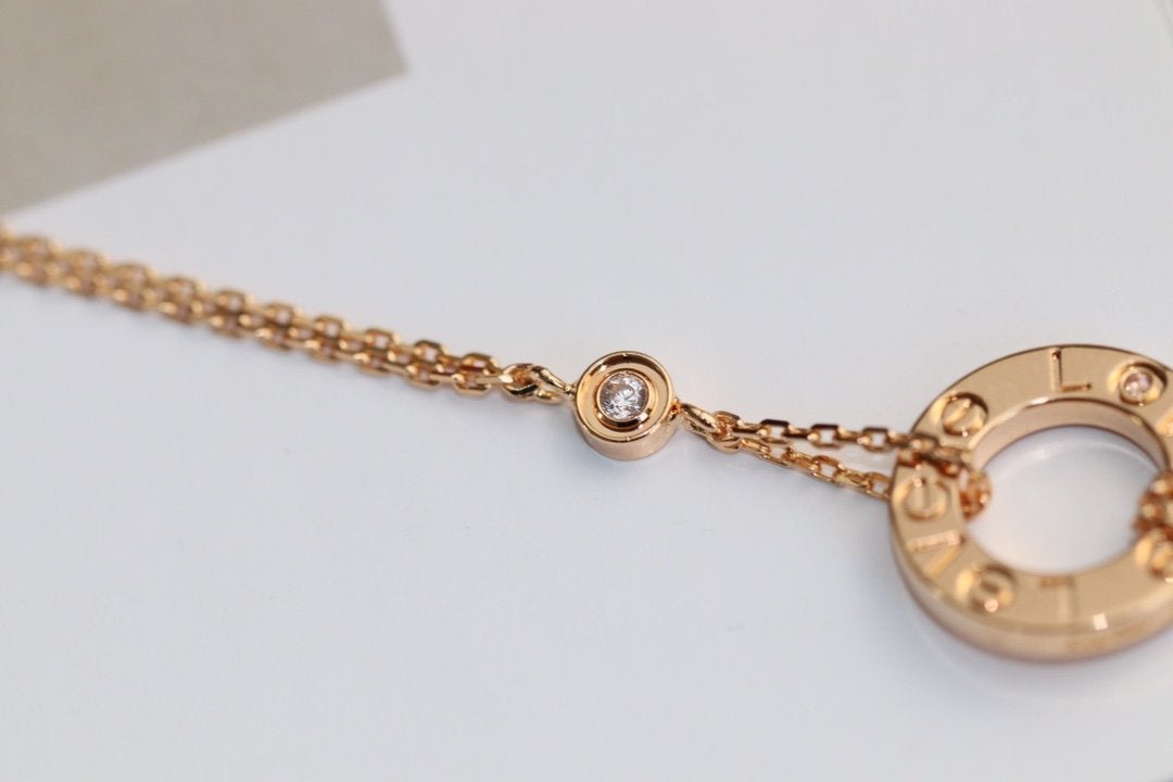 [Elite]LOVE NECKLACE ADJUSTABLE ROSE GOLD 2 DIAMOND