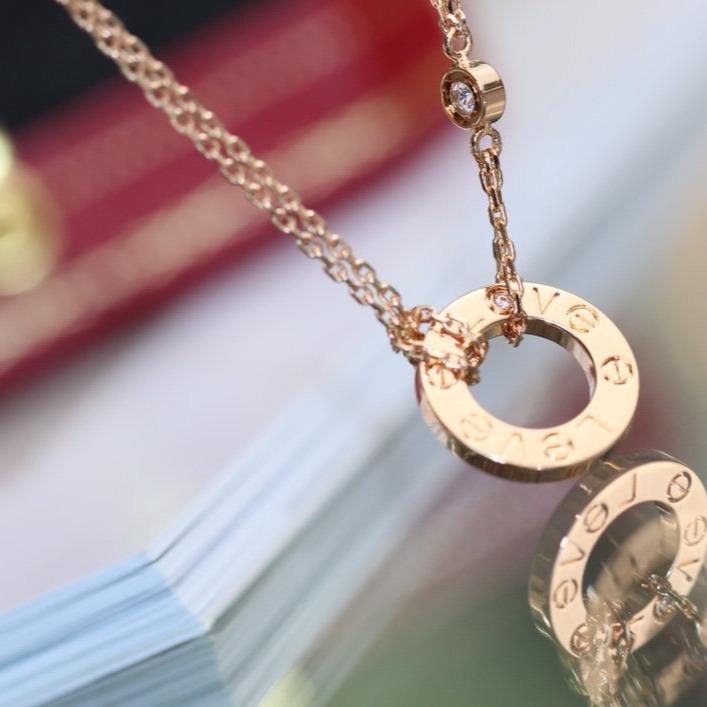 [Elite]LOVE NECKLACE ADJUSTABLE ROSE GOLD 2 DIAMOND