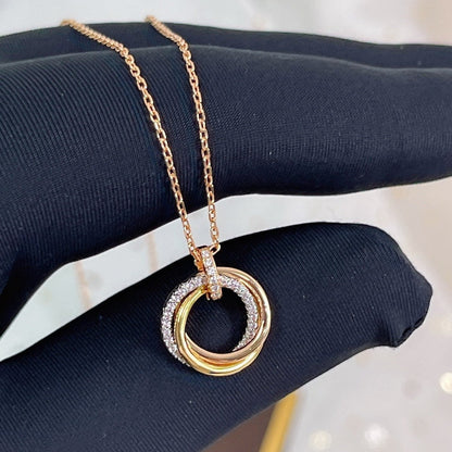 [Elite]TRINITY NECKLACE SILVER GOLD PINK GOLD DIAMONDS