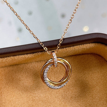 [Elite]TRINITY NECKLACE SILVER GOLD PINK GOLD DIAMONDS