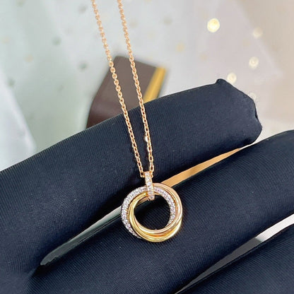 [Elite]TRINITY NECKLACE SILVER GOLD PINK GOLD DIAMONDS