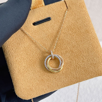 [Elite]TRINITY NECKLACE SILVER GOLD PINK GOLD DIAMONDS