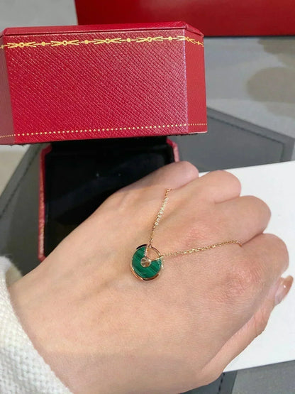 [Elite]AMULETTE ROSE GOLD MALACHITE NECKLACE