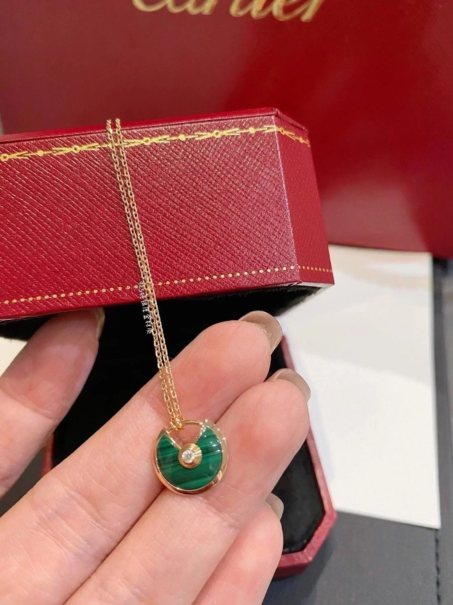 [Elite]AMULETTE ROSE GOLD MALACHITE NECKLACE