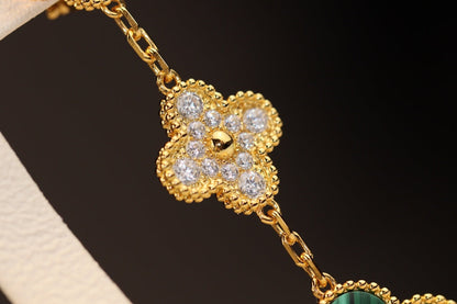[Elite]CLOVER EARRINGS GOLD MALACHITE DIAMOND 3 MOTIF