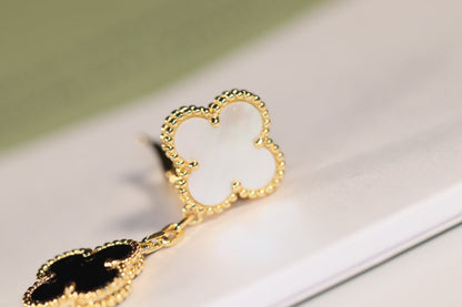 [Elite]CLOVER EARRINGS GOLD ONYX MOP 3 MOTIF