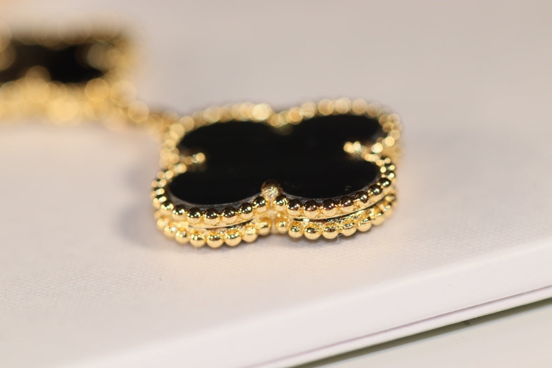 [Elite]CLOVER EARRINGS GOLD ONYX MOP 3 MOTIF