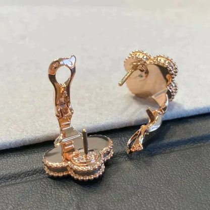 [Elite]CLOVER MEDIUM 1 MOTIFS GRAY MOP  DIAMOND EARRINGS