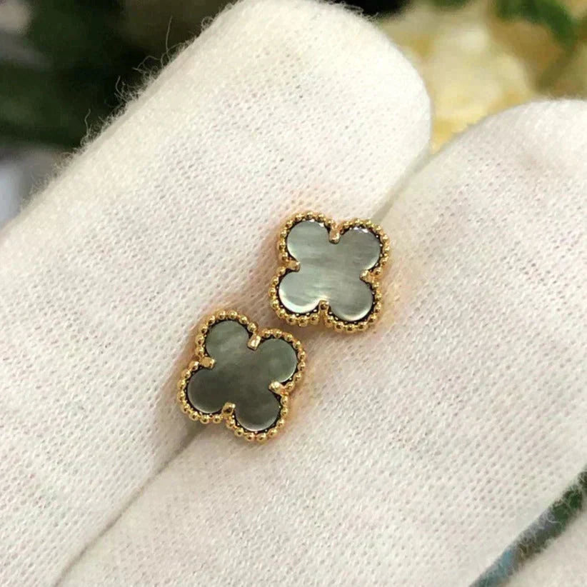 [Elite]CLOVER MINI 9.5MM GRAY MOP EARRINGS