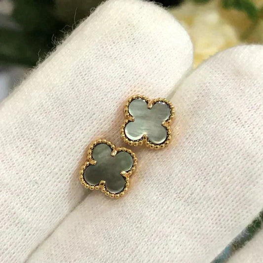 [Elite]CLOVER MINI 9.5MM GRAY MOP EARRINGS
