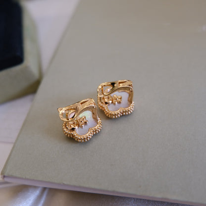 [Elite]LUCKY PINK GOLD WHITE MOP EARRINGS