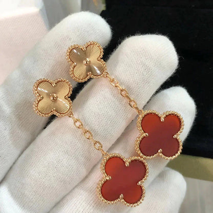 [Elite]CLOVER 2 MOTIF  LASER CARNELIAN EARRINGS