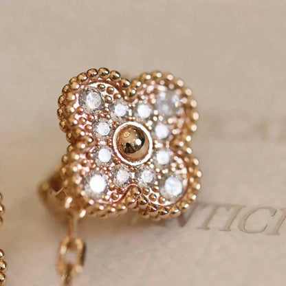 [Elite]CLOVER MEDIUM 1 MOTIFS FUll DIAMOND EARRINGS
