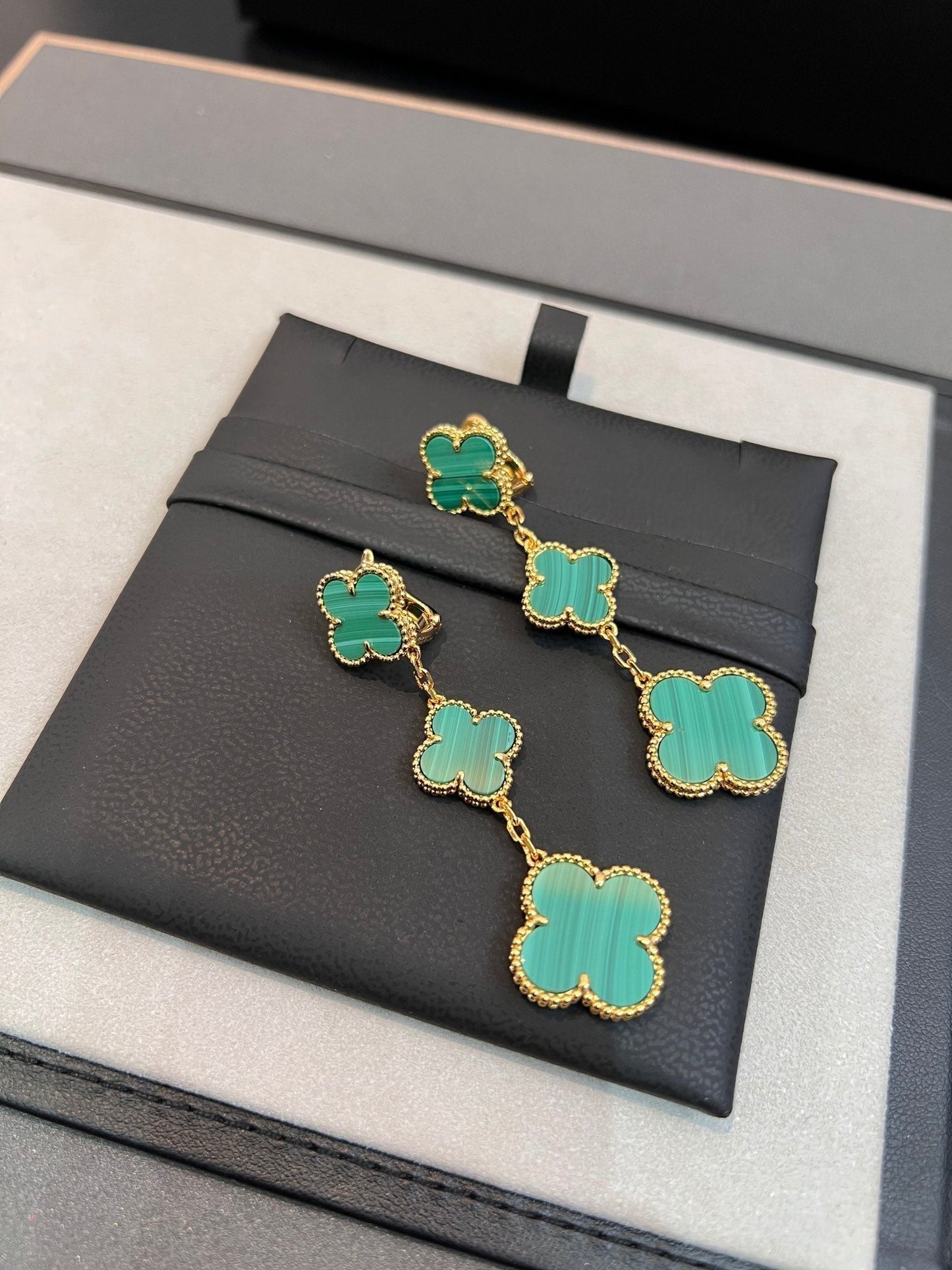 [Elite]CLOVER MALACHITE 3 MOTIFS GOLD