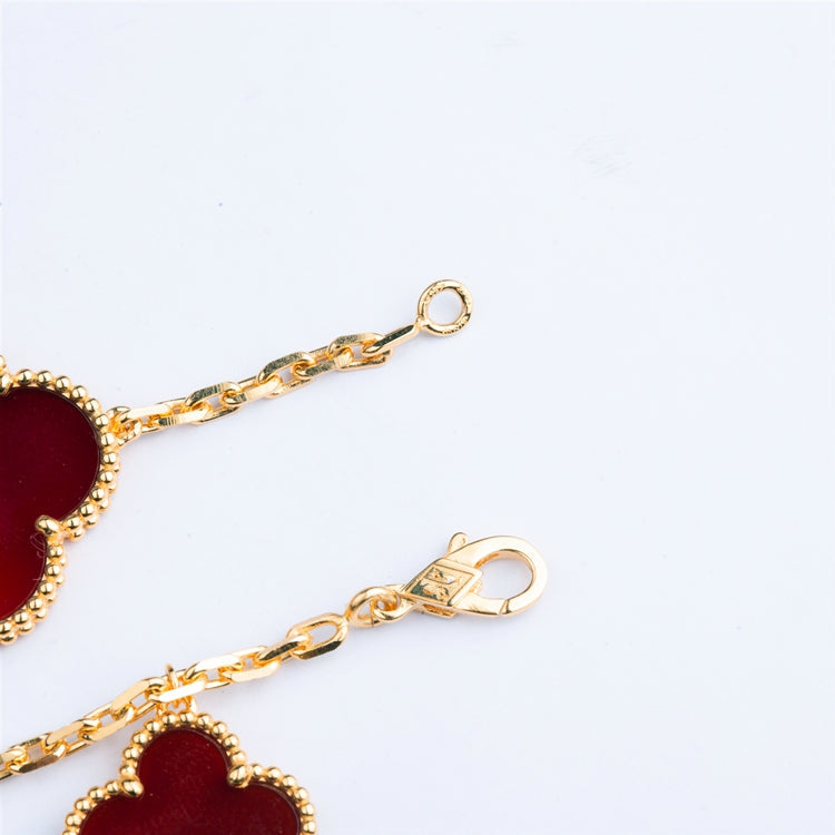 [Elite]CLOVER BRACELET 5 MOTIFS CARNELIAN TIGER EYE