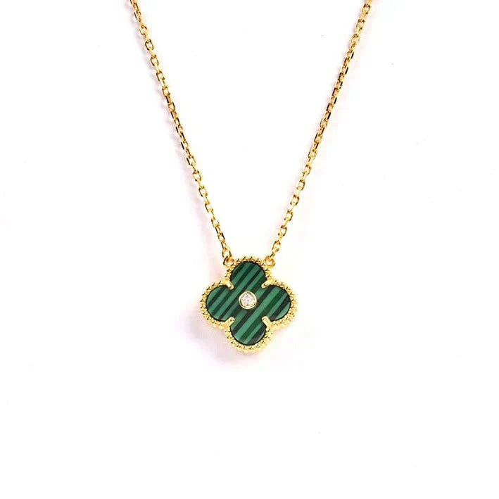 [Elite]CLOVER 15MM DIAMOND TURQUOISE NECKLACE