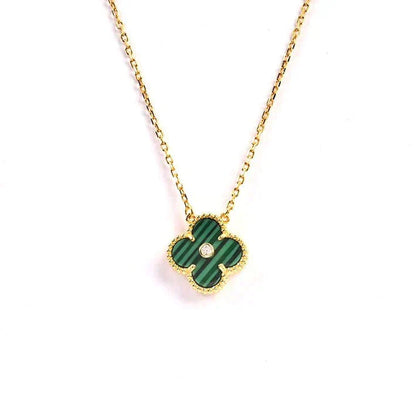 [Elite]CLOVER 15MM DIAMOND TURQUOISE NECKLACE