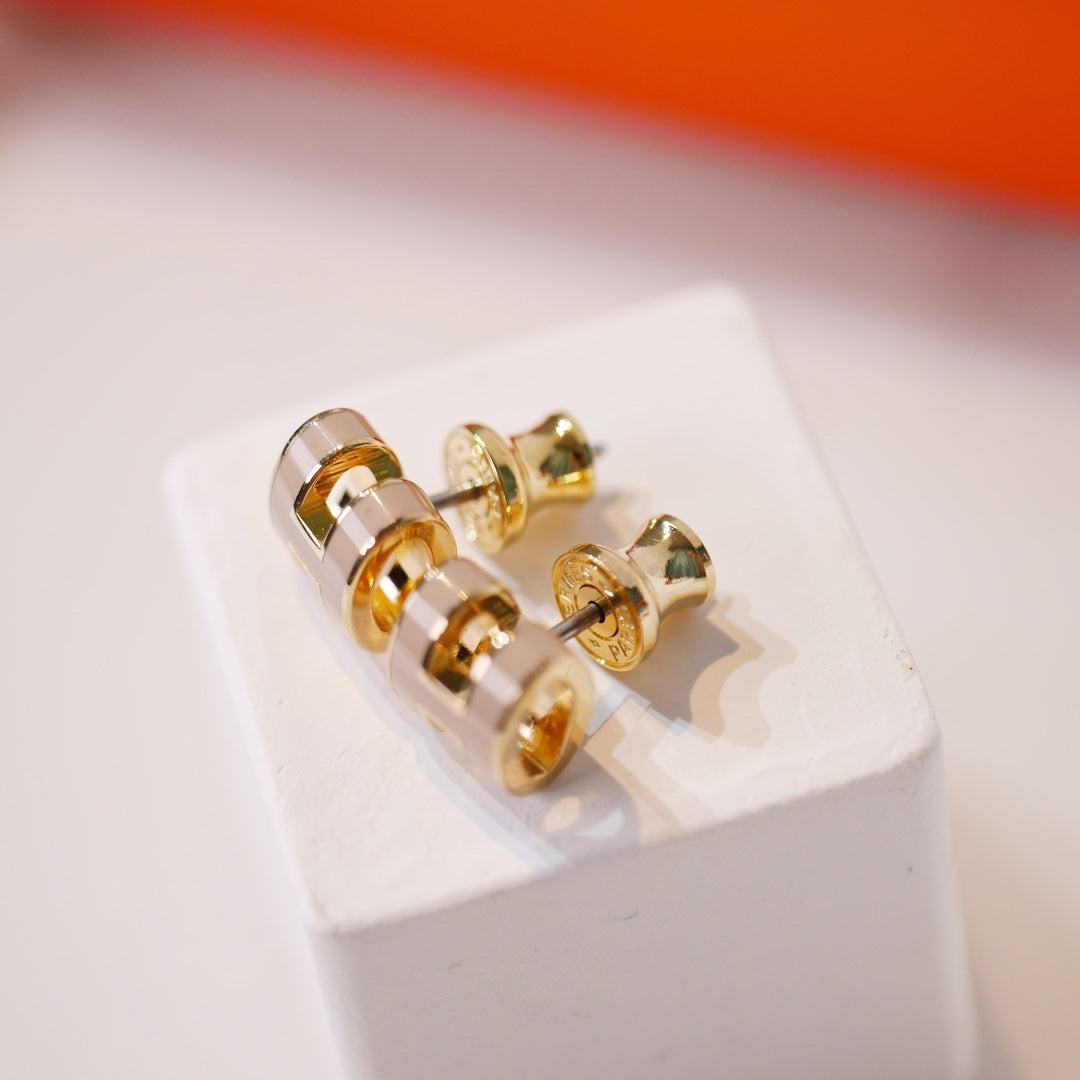 [Elite]MINI POP H GOLD EARRINGS GREY