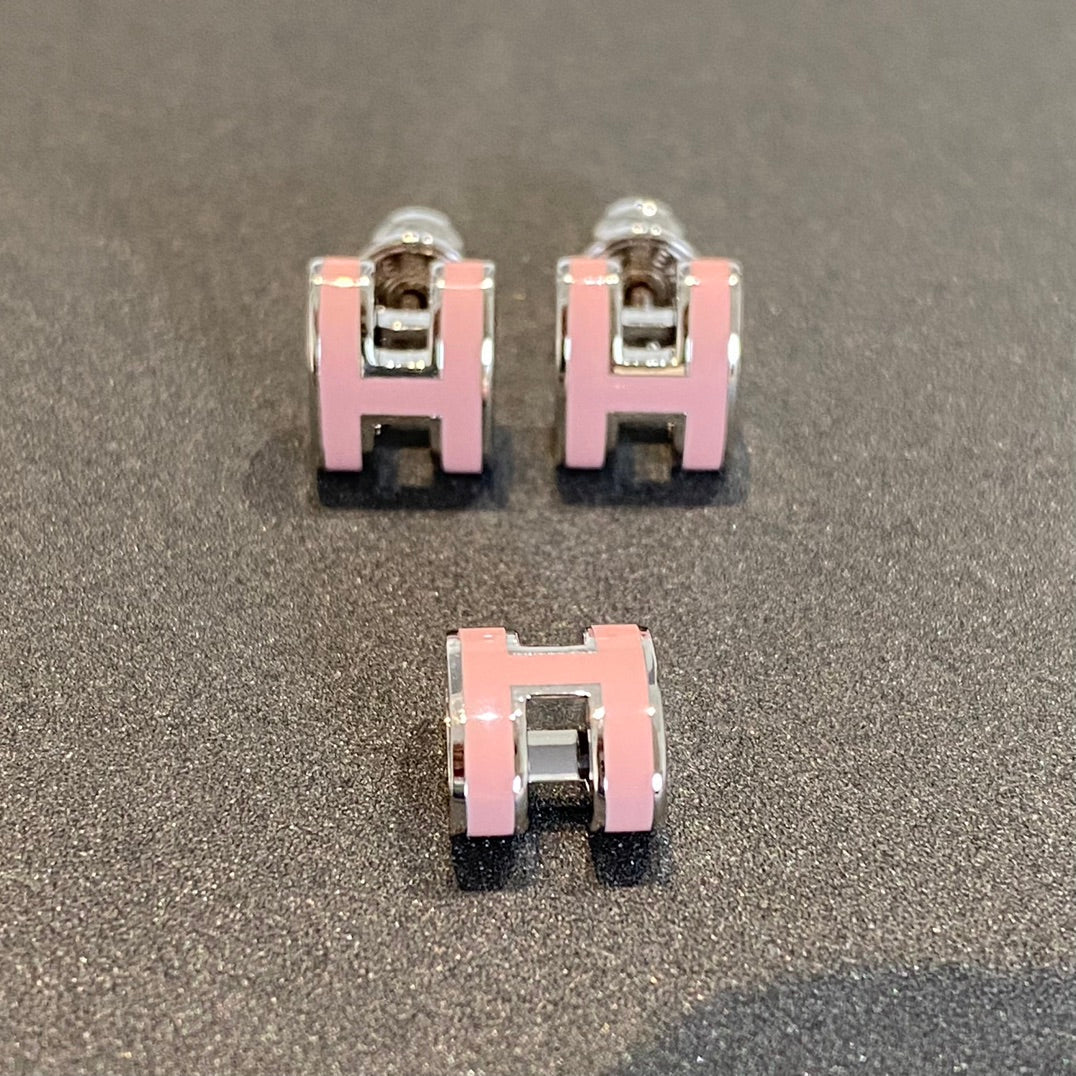 [Elite]MINI POP H SILVER EARRINGS PINK