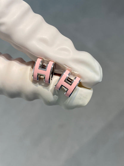 [Elite]MINI POP H SILVER EARRINGS PINK