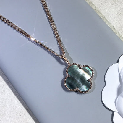 [Elite]CLOVER 25MM GOLD DARK MOP BIG CLOVER NECKLACE