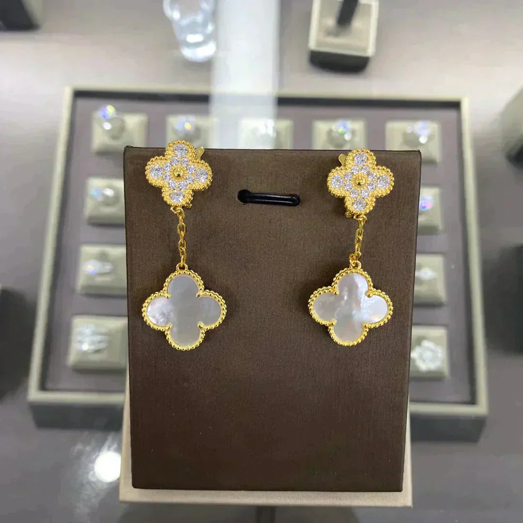 [Elite]CLOVER  2 MOTIFS  DIAMOND  EARRINGS (MULTIPLE CHOICESç´