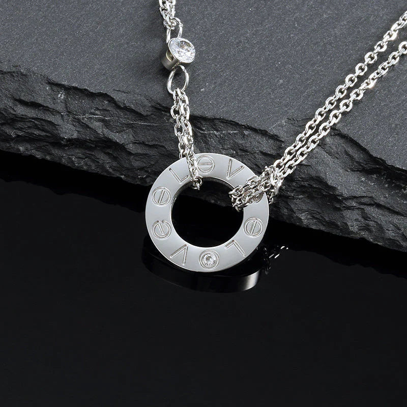 [Elite]LOVE NECKLACE 16MM 2 DIAMONDS