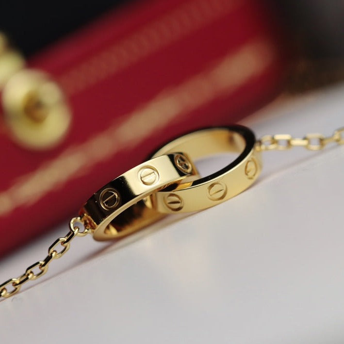 [Elite]LOVE NECKLACE DOUBLE RING GOLD