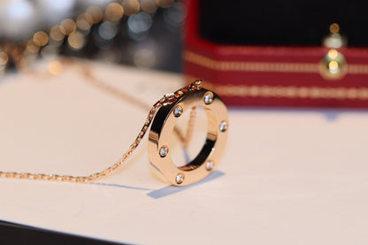 [Elite]LOVE NECKLACE 16MM 6 DIAMONDS PINK GOLD