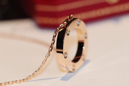 [Elite]LOVE NECKLACE 16MM 6 DIAMONDS PINK GOLD
