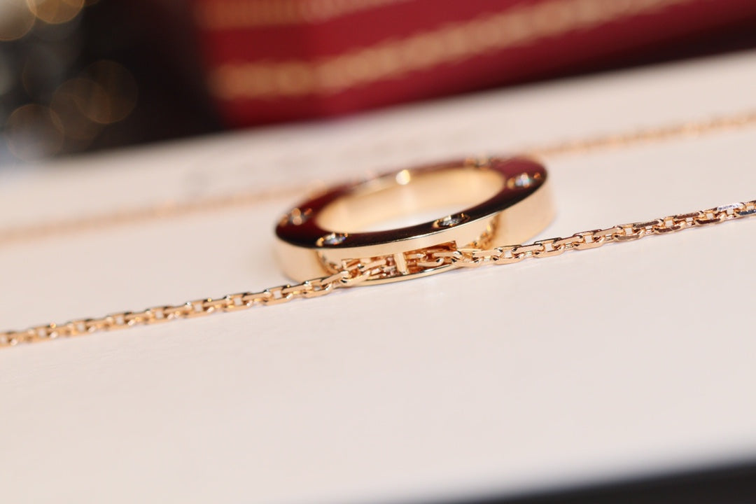 [Elite]LOVE NECKLACE 16MM 6 DIAMONDS PINK GOLD