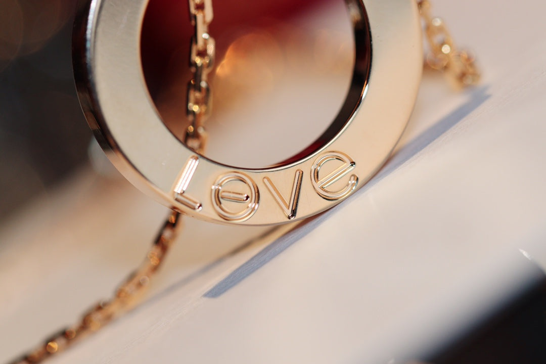 [Elite]LOVE NECKLACE 16MM 6 DIAMONDS PINK GOLD