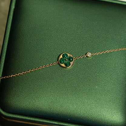 [Elite]SUN MALACHITE 1 DIAMOND PINK GOLD BRACELET