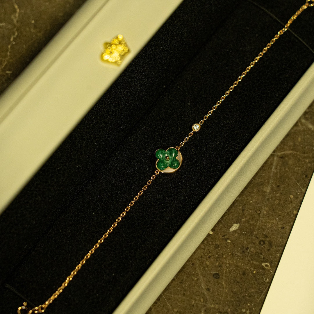 [Elite]SUN MALACHITE 1 DIAMOND PINK GOLD BRACELET