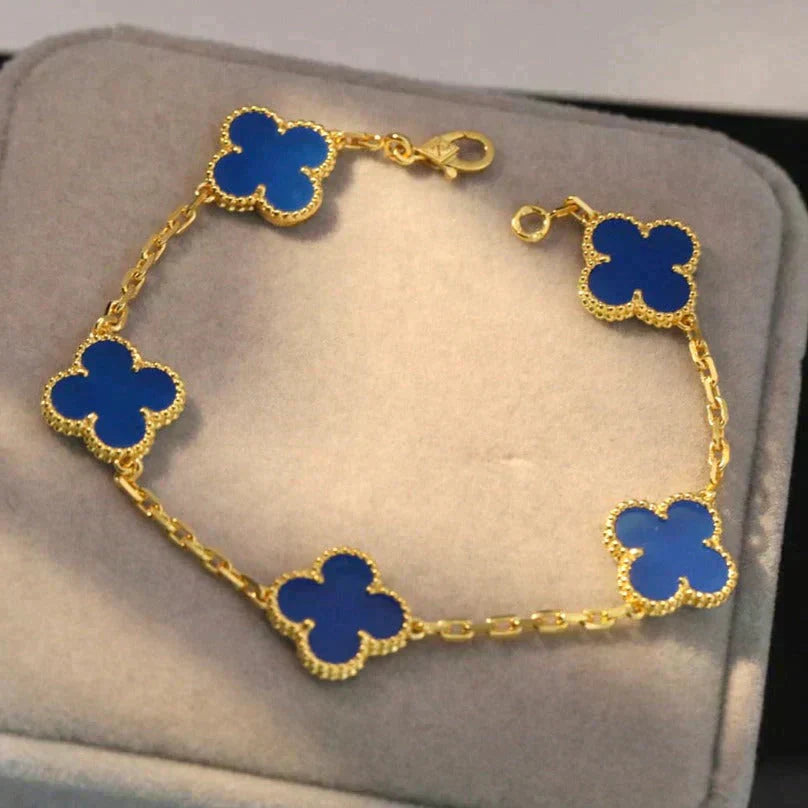 [Elite] CLOVER 5 MOTIF BLUE AGATE BRACELET COLLECTION