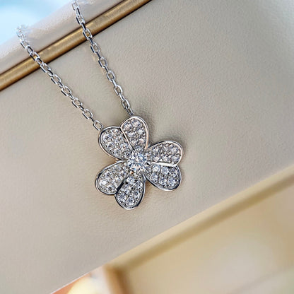 [Elite]CLOVER DIAMOND NECKLACE SILVER