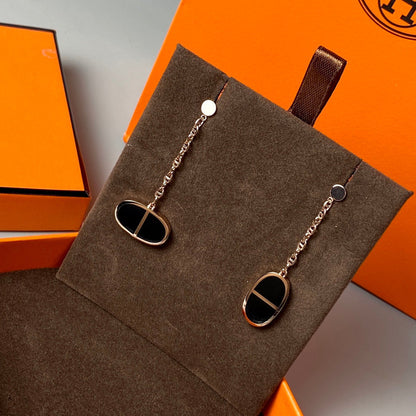 [Elite]CHAINE VERSO BLACK CERAMIC EARRINGS