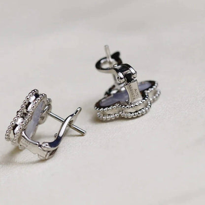 [Elite]CLOVER MEDIUM 1 MOTIFS  WHITE MOP EARRINGS SILVER