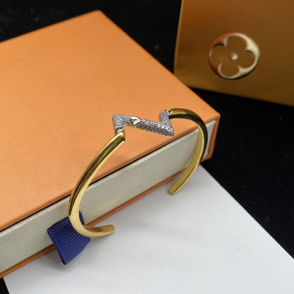 [Elite]VOLTE UPSITE DOWN DIAMOND GOLD OPEN BRACELET