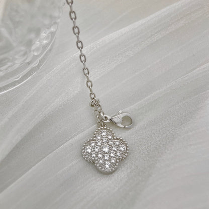 [Elite]CLOVER 5 MOTIFS SILVER DIAMONDS NECKLACE