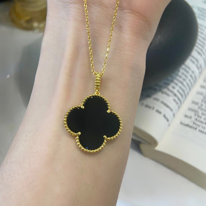 [Elite]CLOVER 25MM NECKLACE GOLD ONYX