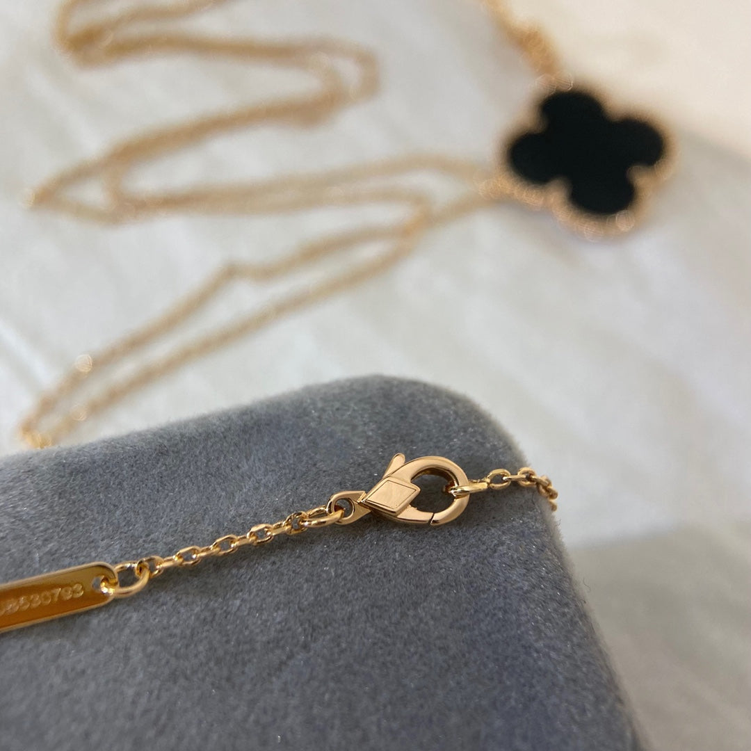 [Elite]CLOVER 25MM NECKLACE GOLD ONYX