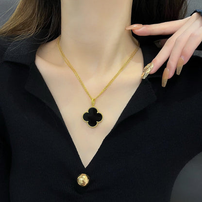 [Elite]CLOVER 25MM NECKLACE GOLD ONYX