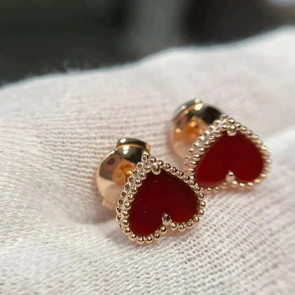 [Elite]HEART CARNELIAN STUD EARRINGS