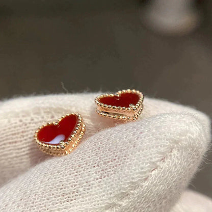 [Elite]HEART CARNELIAN STUD EARRINGS
