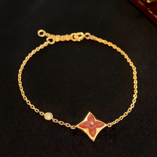 [Elite]COLOR STAR CARNELIAN PINK GOLD DIAMOND BRACELET