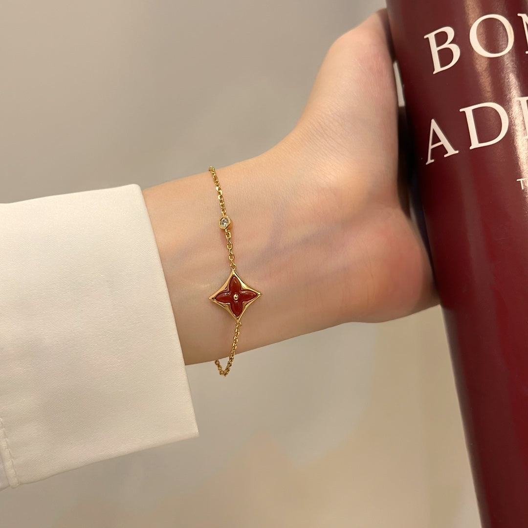 [Elite]COLOR STAR CARNELIAN PINK GOLD DIAMOND BRACELET