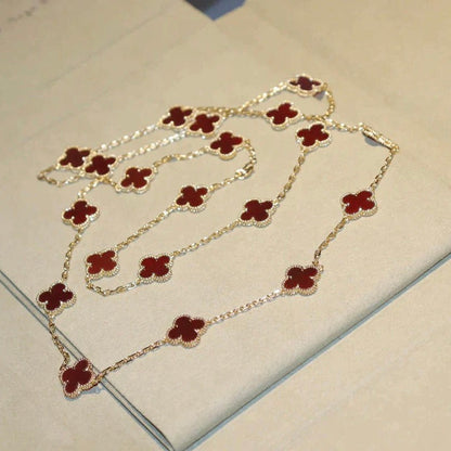 [Elite]CLOVER 20 MOTIFS CARNELIAN NECKLACE