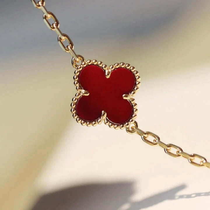 [Elite]CLOVER 20 MOTIFS CARNELIAN NECKLACE